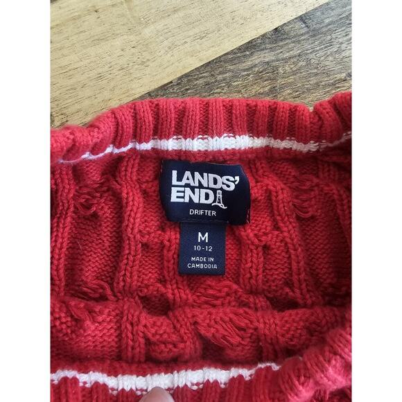 Lands' End Drifter Cableknit Sweater Women’s Size M Red Cozy Preppy - Picture 5 of 8